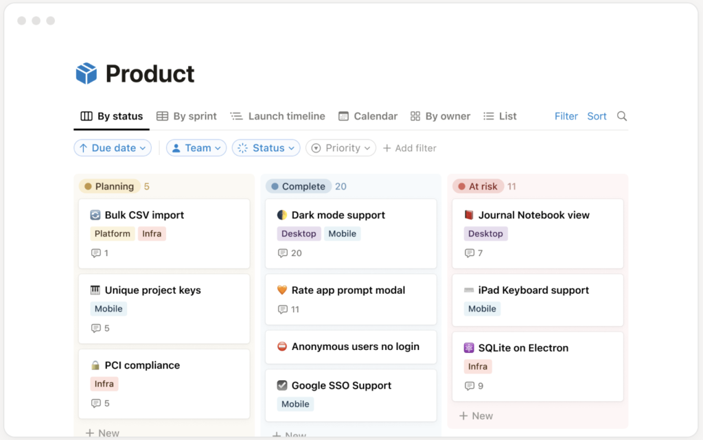 ClickUp vs Notion: Notion Custom